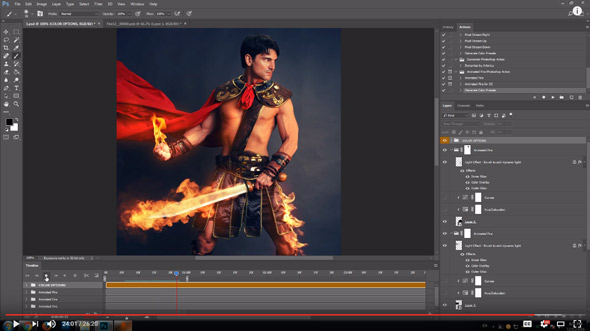 GIF Animated fire Photoshop effect action tutorial