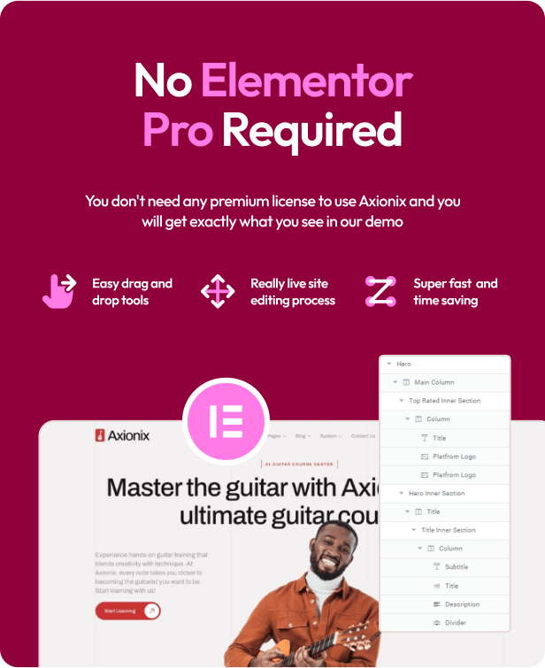 Axionix - Guitar Course Elementor Template Kit - 2
