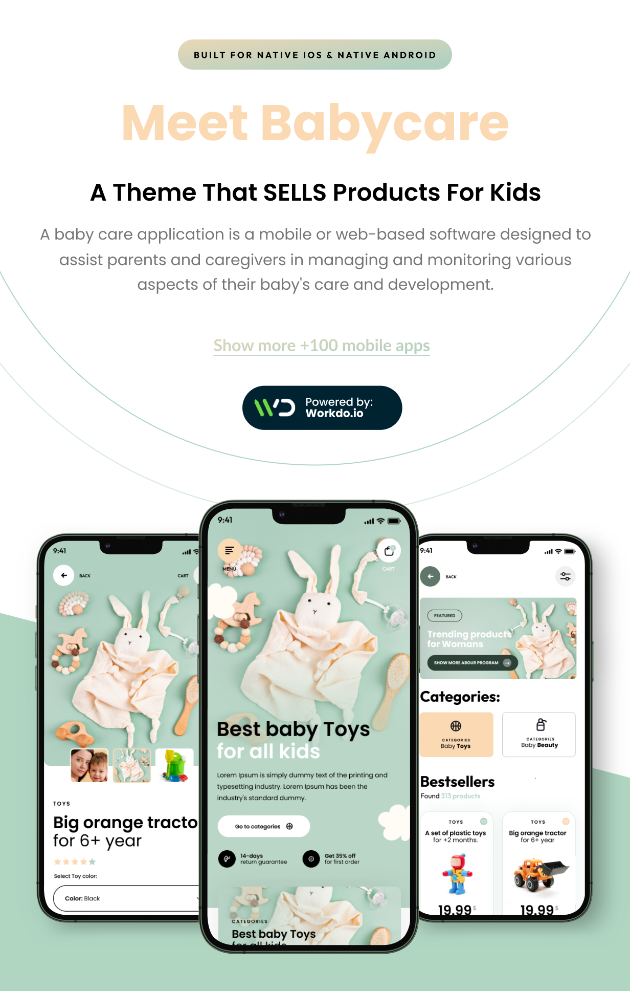 BabyCare Mobile Apps for eCommerceGo SaaS by RajodiyaInfotech