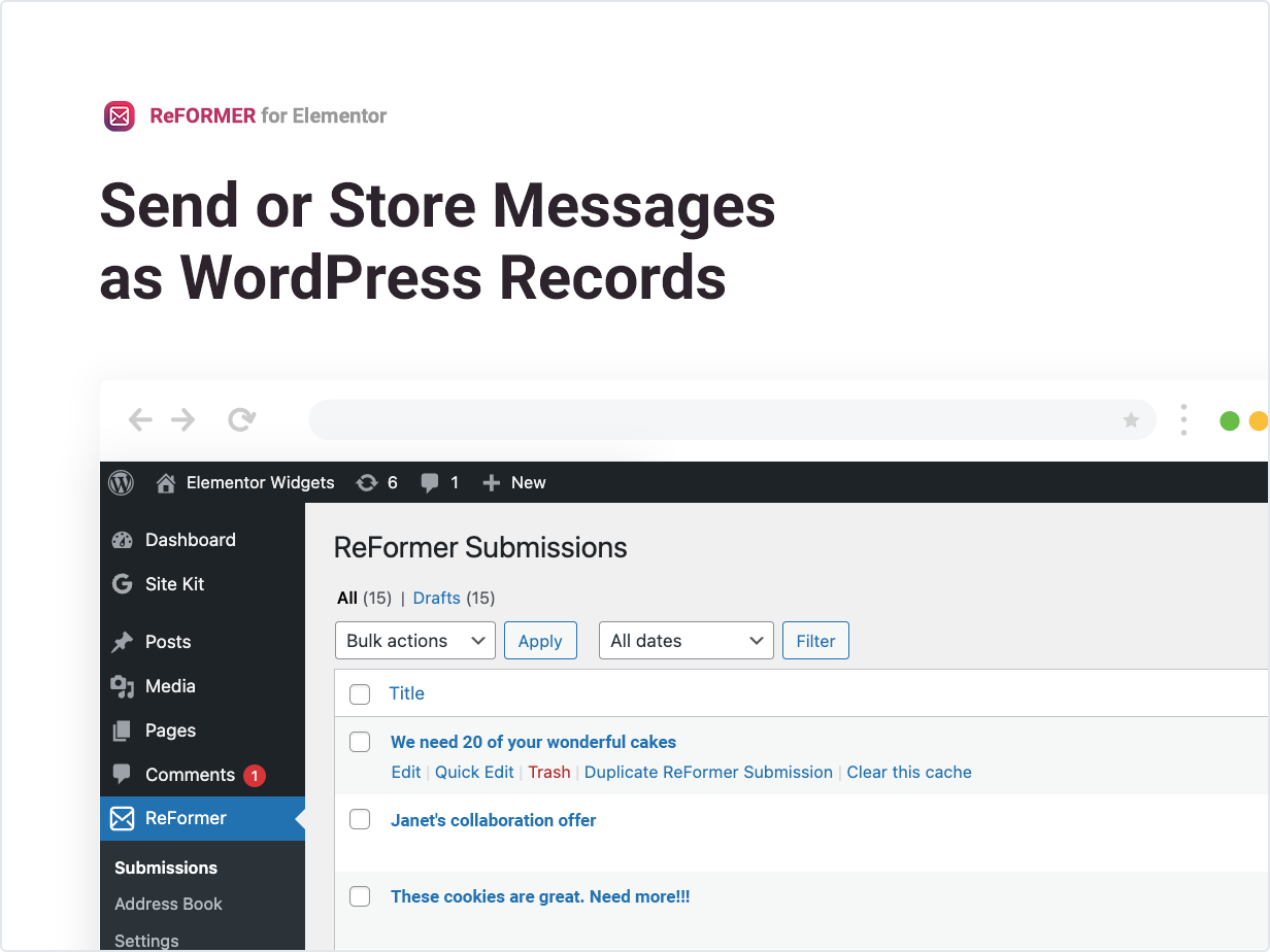 Send or Store Messages as WordPress Records