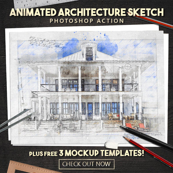animated architecture sketch and blueprint