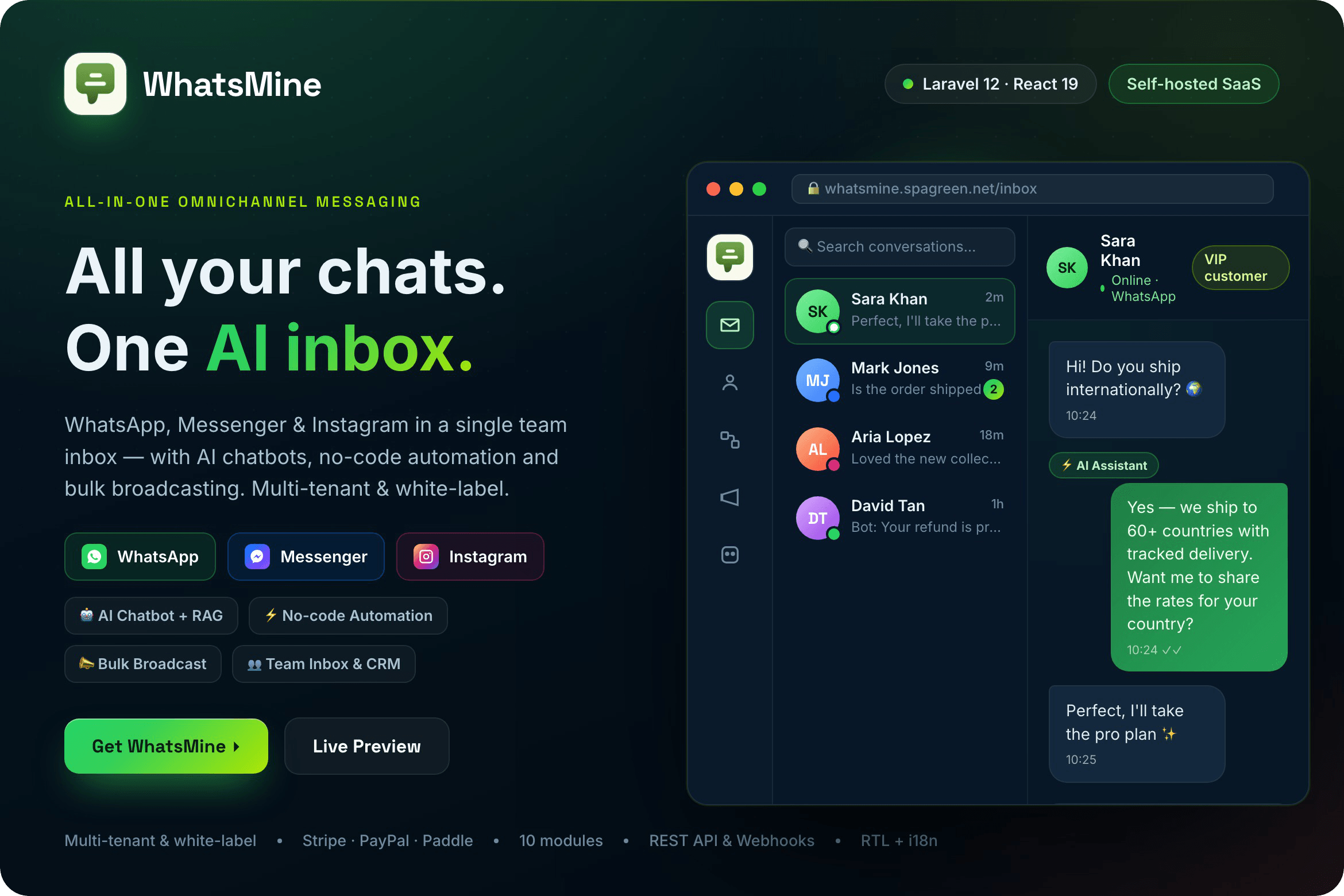 WhatsMine — AI Omnichannel Marketing, Automation & Chatbot SaaS (WhatsApp, Messenger, SMS & Email) - 4