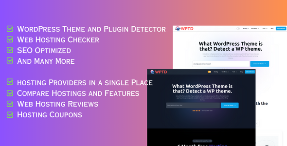 WordPress Theme Detector and Web Hosting Comparison React NextJS script - 2