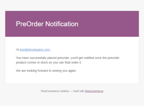 WooCommerce Pre Order - Order Mail
