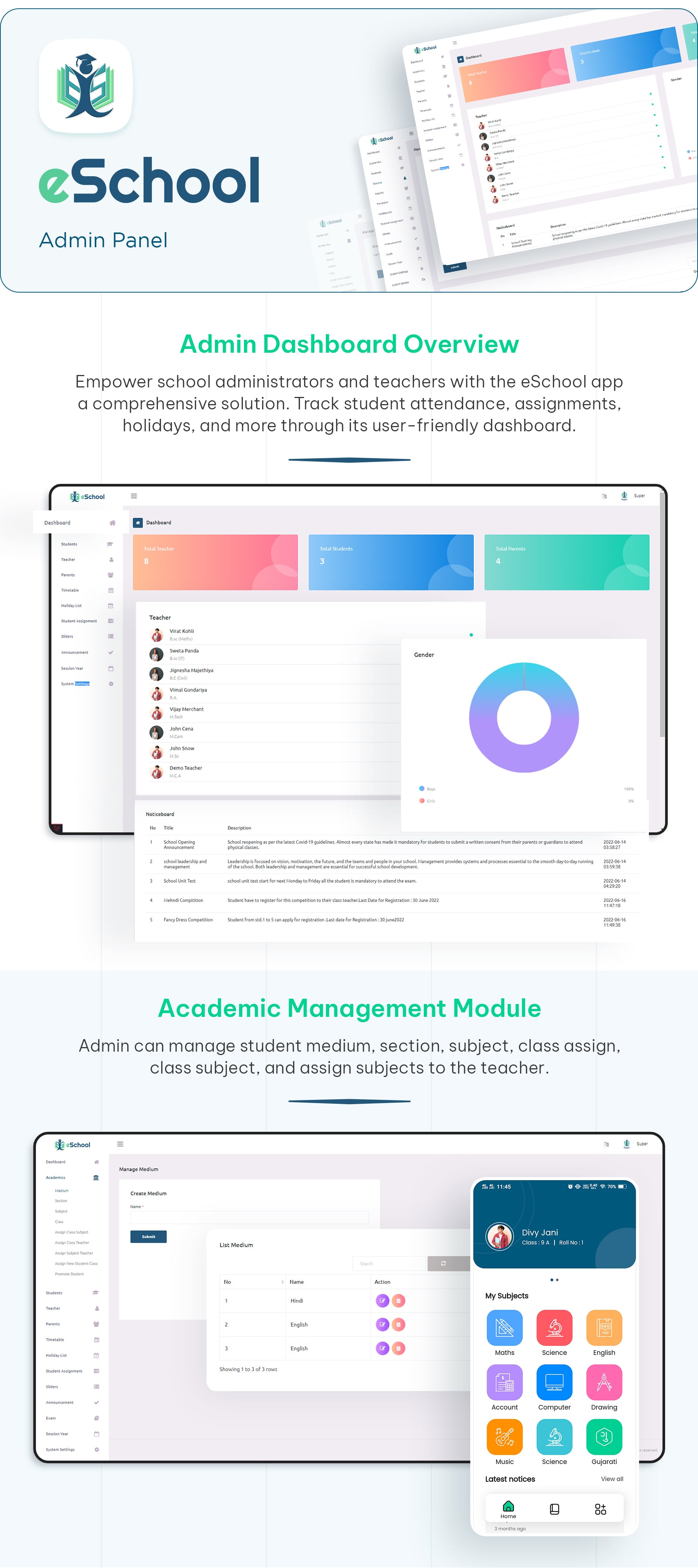 eSchool - School Management System with Student | Parents | Teacher Flutter App | Laravel Admin - 18