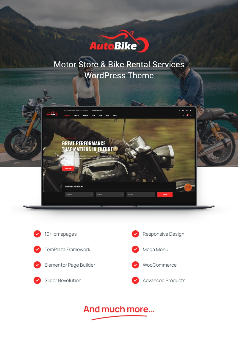 Autobike - Motorcycle Store & Bike Rental Services WordPress Theme - 1
