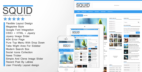 Squid - Clean Responsive Blogger Template - Blogger Blogging