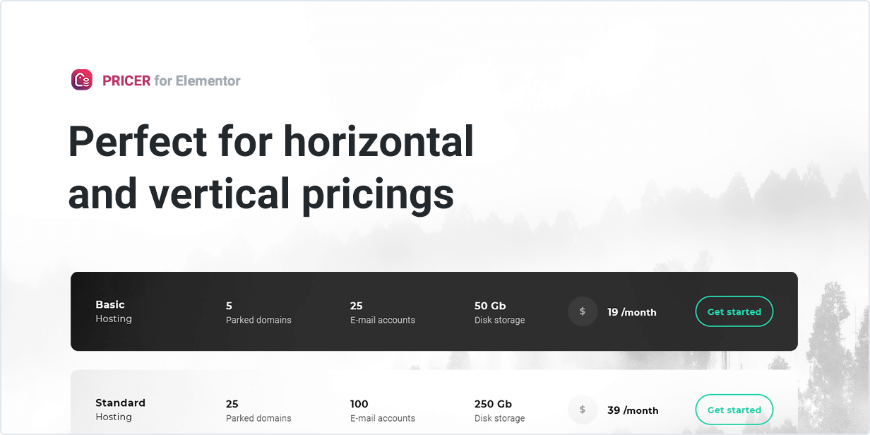 Perfect for horizontal and vertical pricings