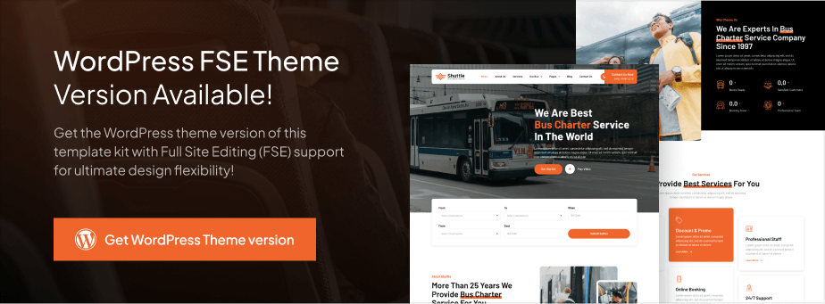 Shuttle – Bus Charter Service & Transport Company Elementor Template Kit - 1