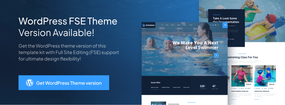 Schwimm – Swimming School & Course Elementor Template Kit - 1