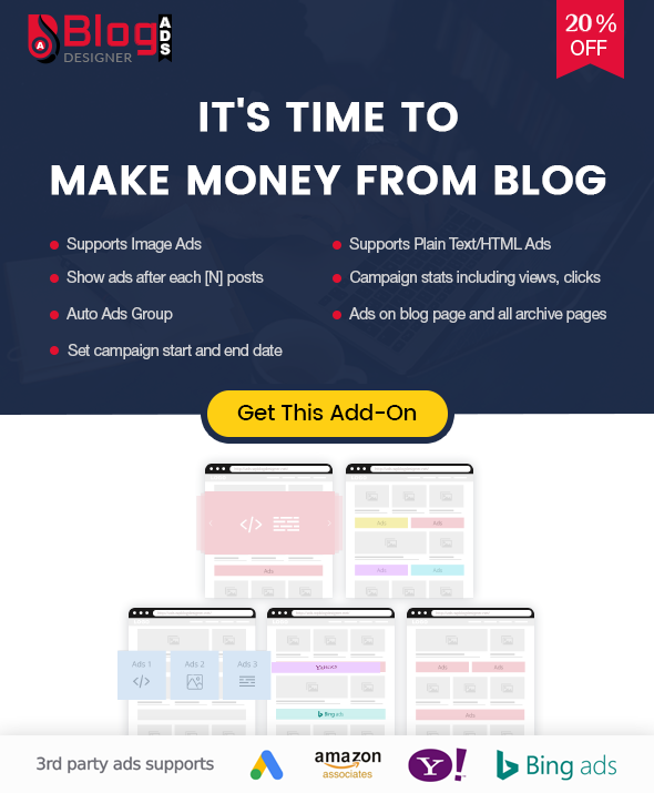 Blog Designer Ads addon for Blog Designer PRO