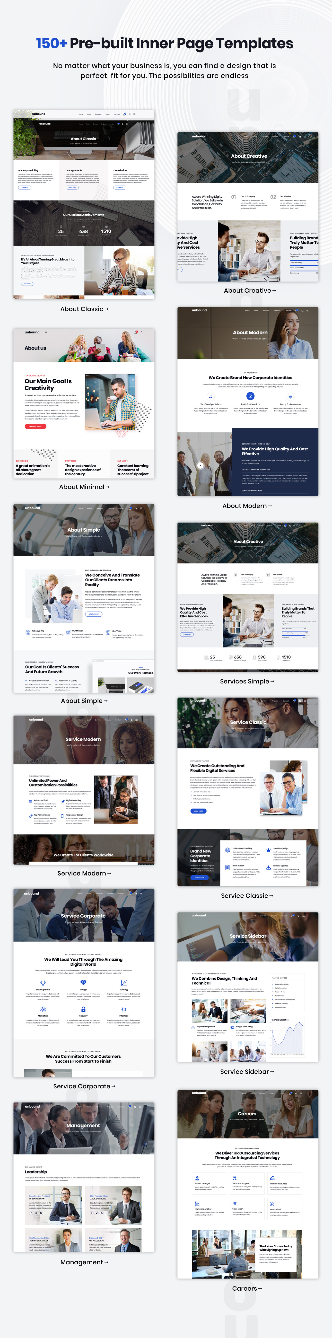 150+ Inner page templates