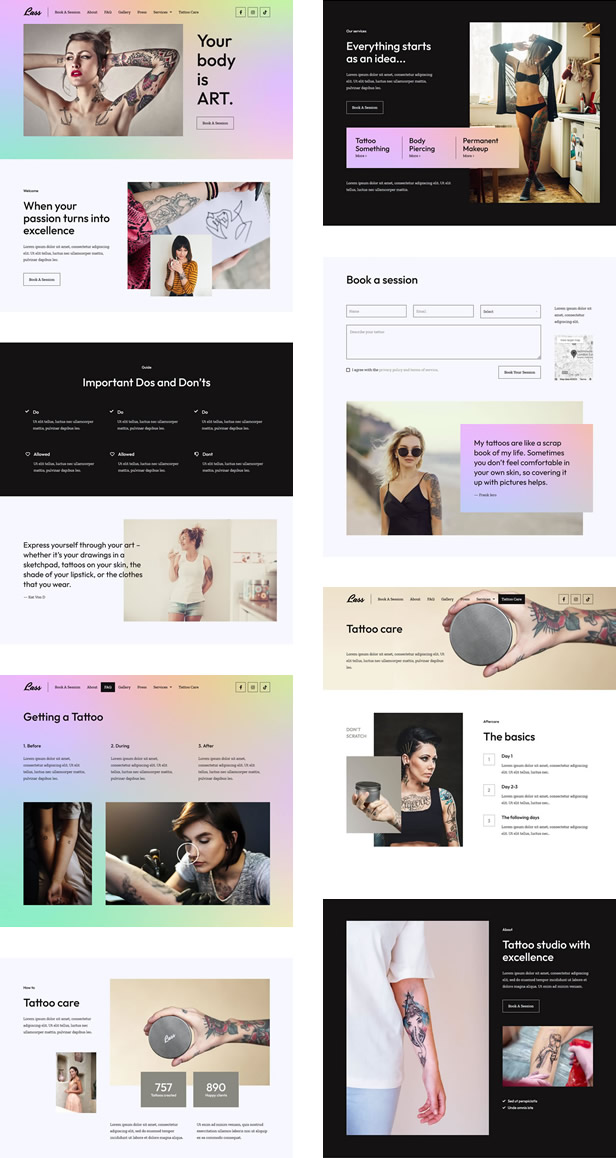 Lass - Tattoo Artist & Piercing Studio Elementor Template Kit