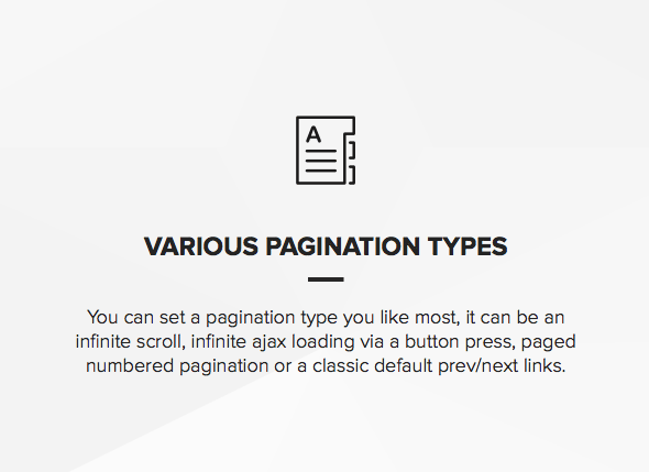 Wordpress theme with multiple pagination types