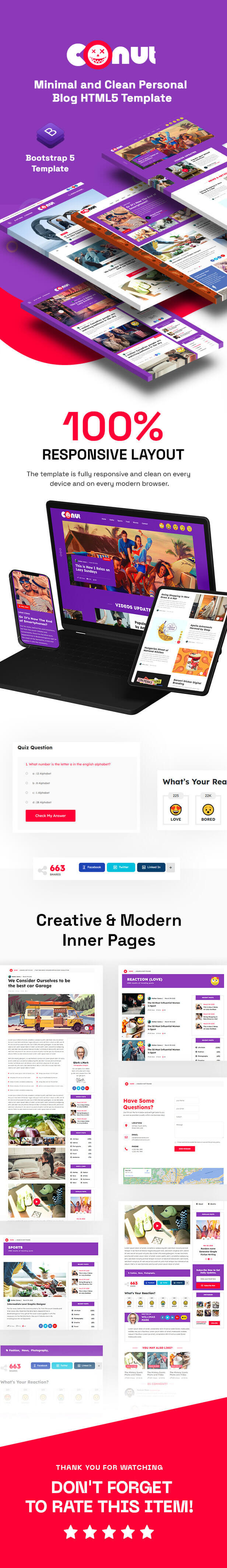 Conut - Minimal and Clean Personal Blog HTML5 Template - 1