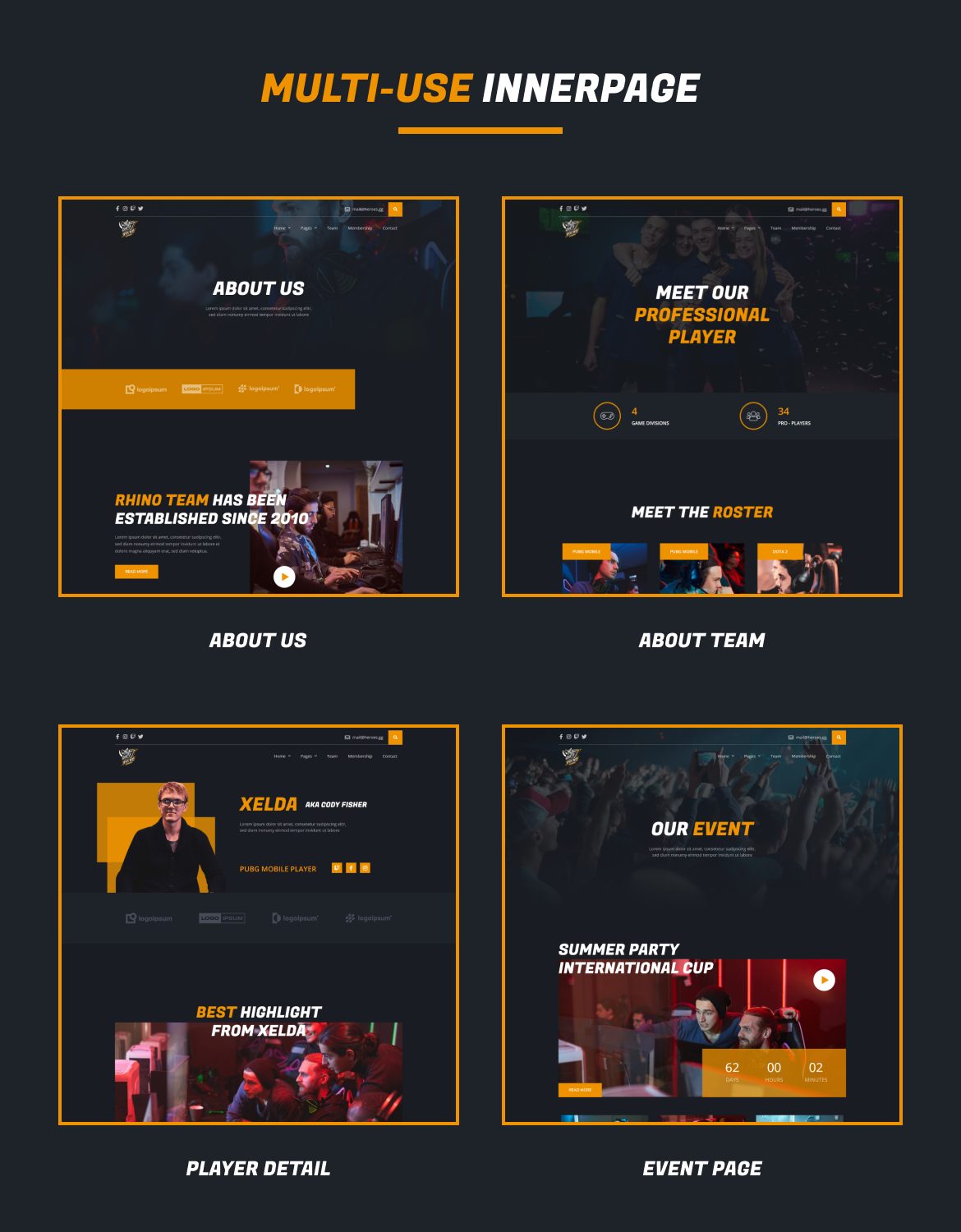 Rhino - Esports & Gaming Elementor Template Kit - 2