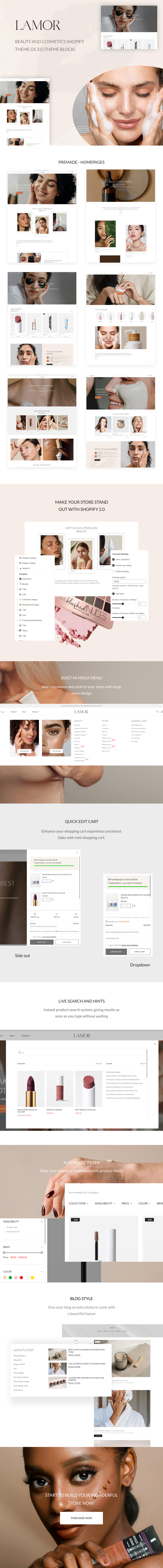 Beauty and Cosmetics Shopify Theme Lamor OS 3.0 Preview