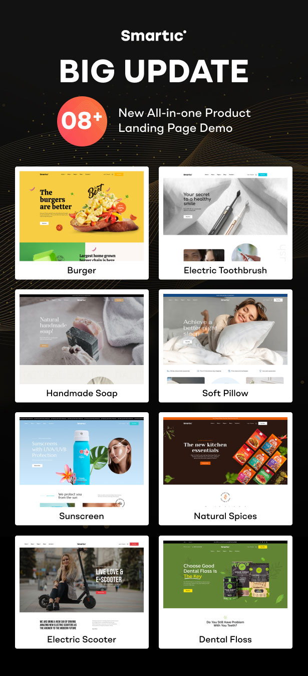 Smartic - Atualização de demonstração do tema WooCommerce da página de destino do produto