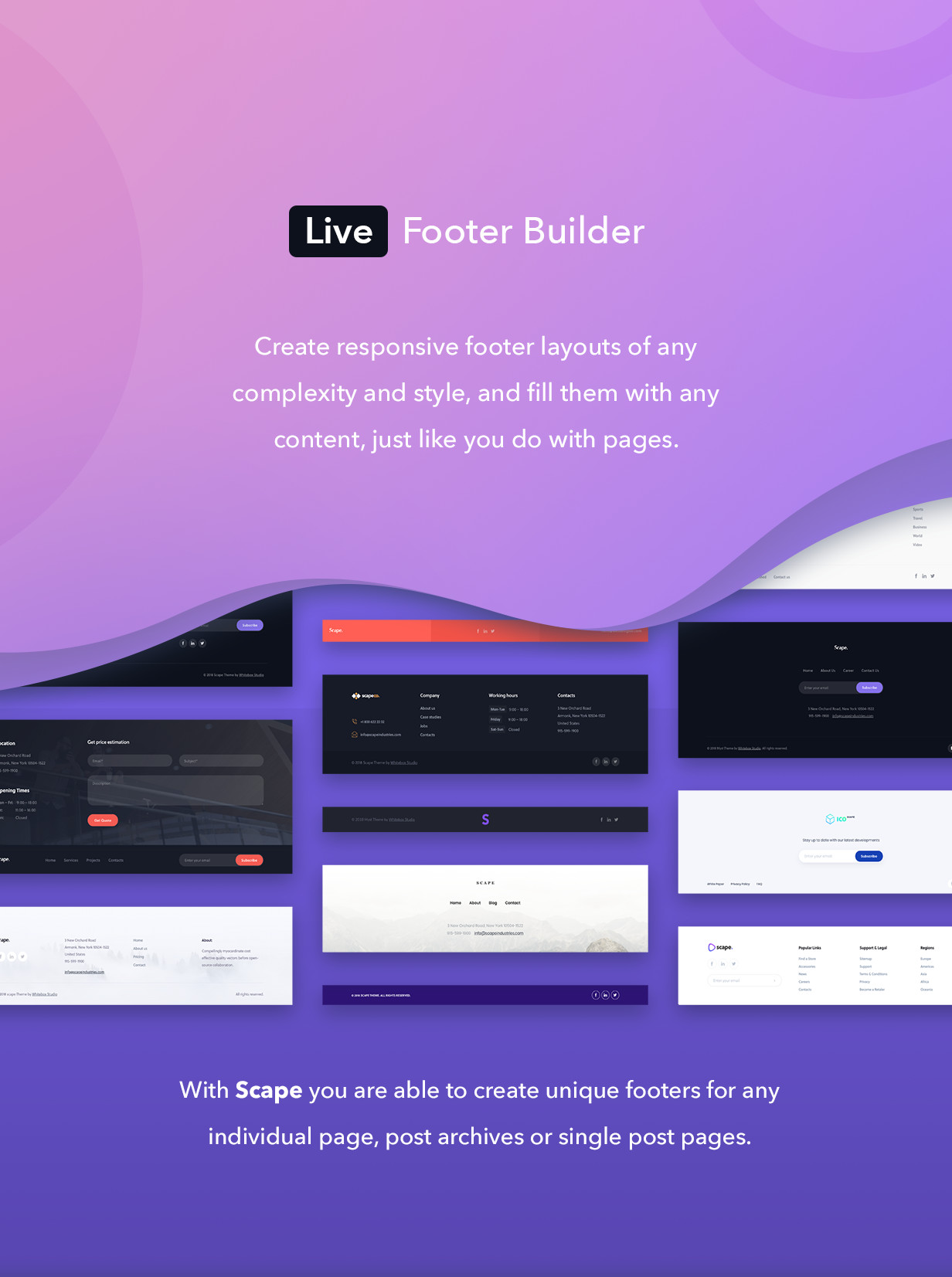 Live footer builder