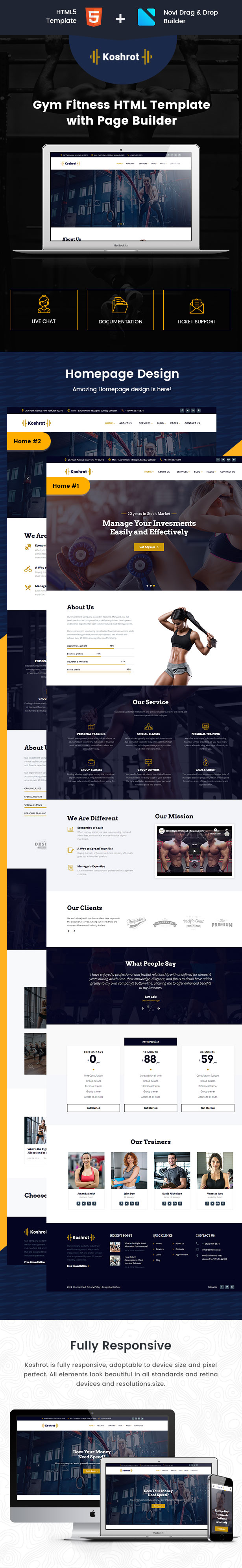 Koshrot - Gym Fitness HTML Template with Page Builder - 1