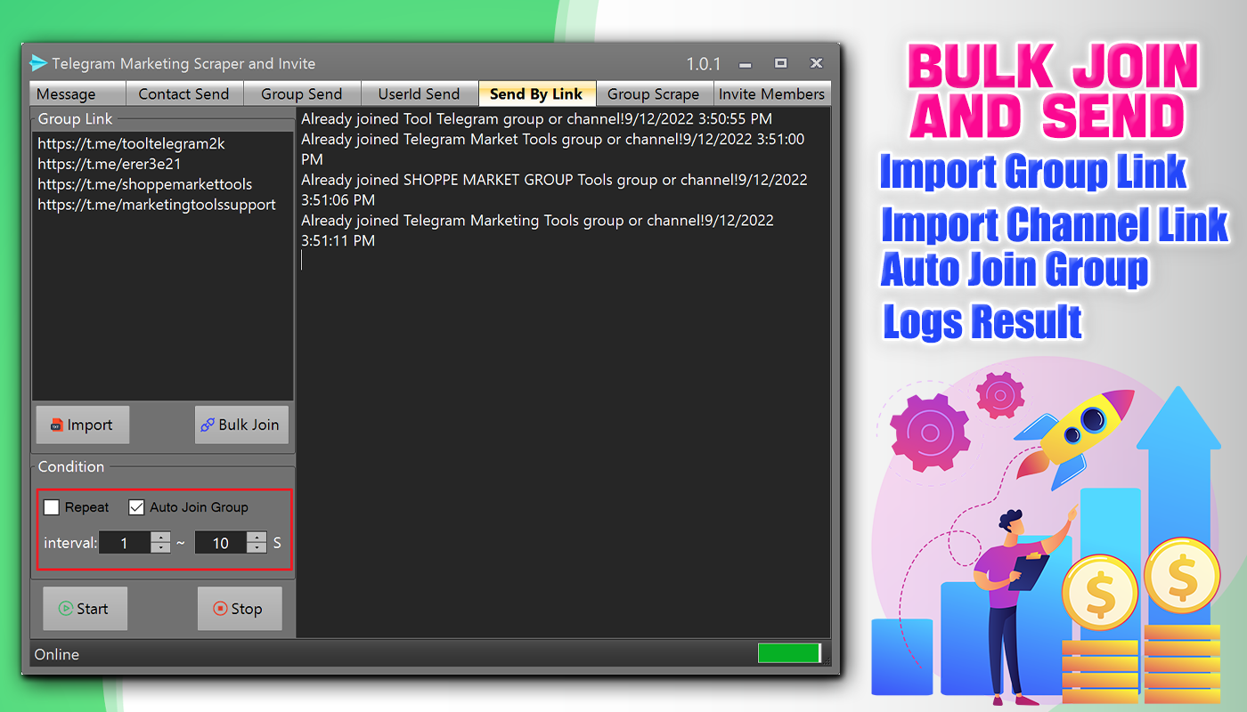 Telegram Marketing Scraper and Invite |Group|Channel|Users|Bulk Sender 5.0.1