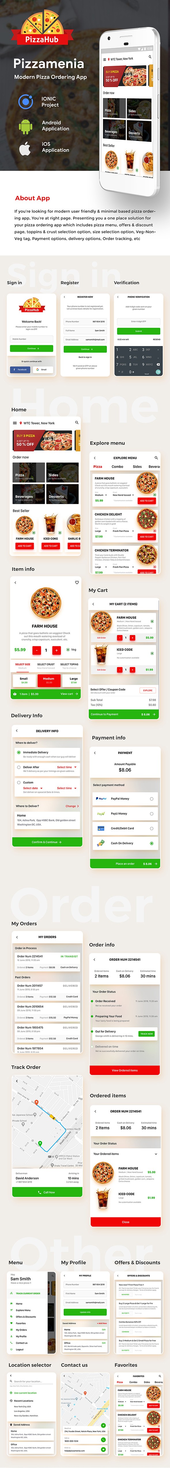 Modern Pizza Ordering Android App + Ecommerce iOS App Template | Pizzamenia (HTML+CSS files IONIC 3) - 2