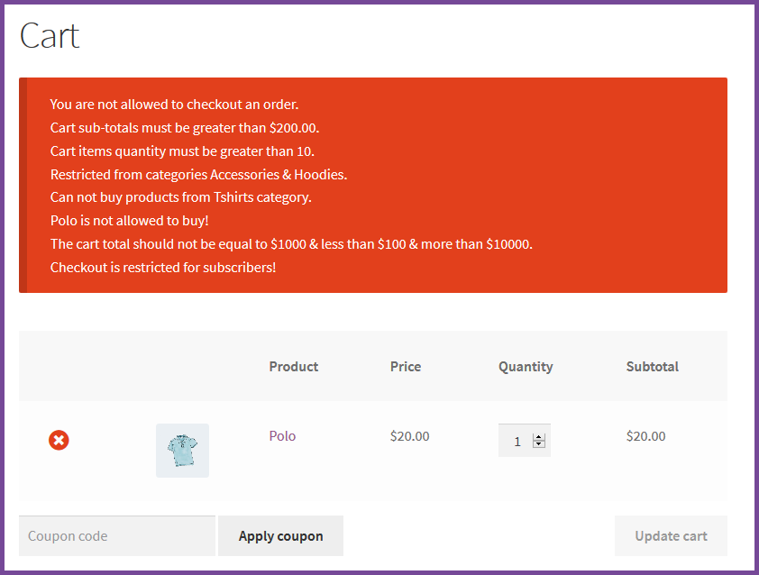 WooCommerce Restrict Checkout Plugin - 2