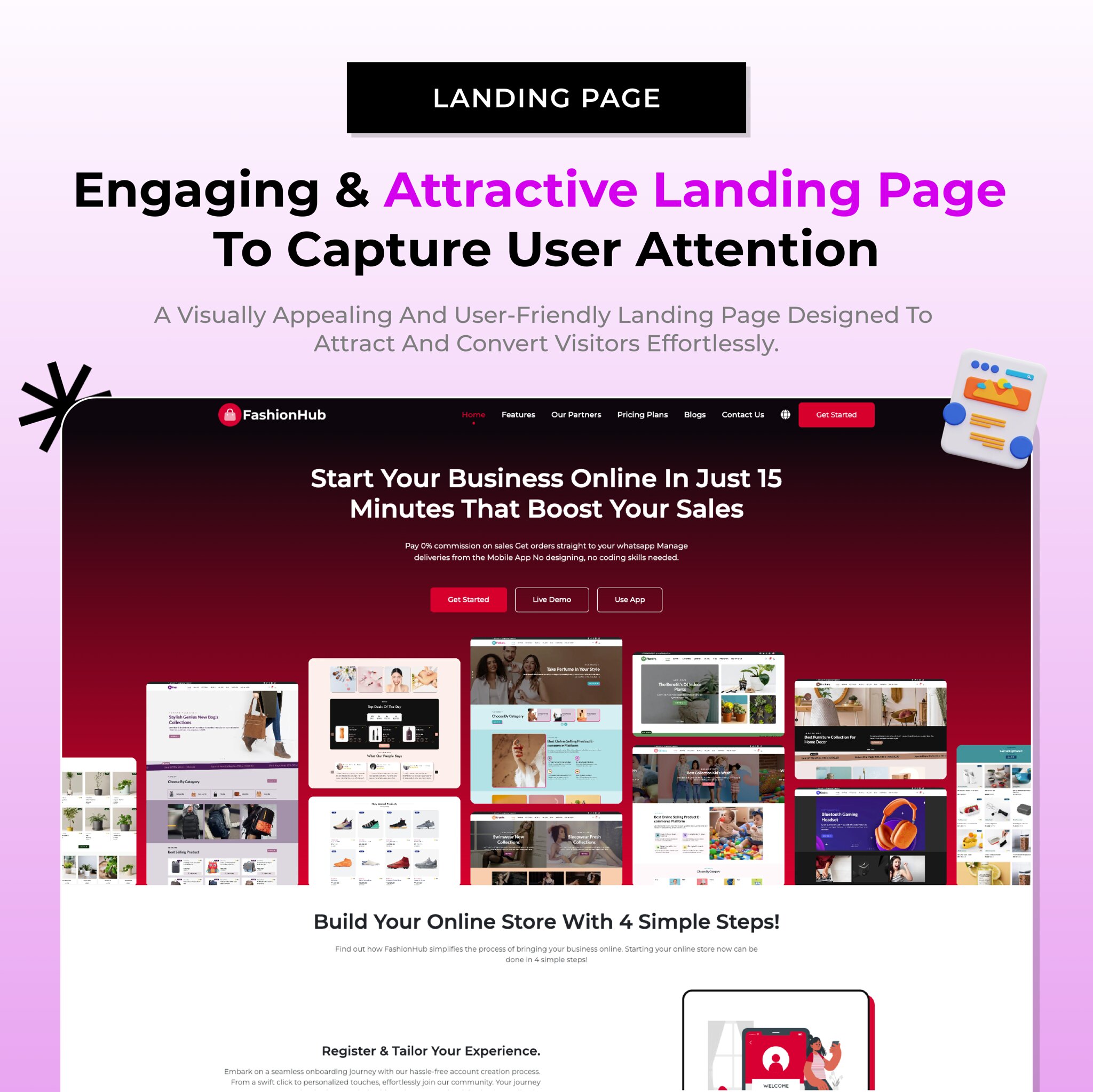 FashionHub SaaS - Multi Vendor SaaS eCommerce Business Website Builder SaaS