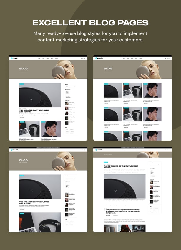 Audib - Audio Store WooCommerce Theme Blog Pages