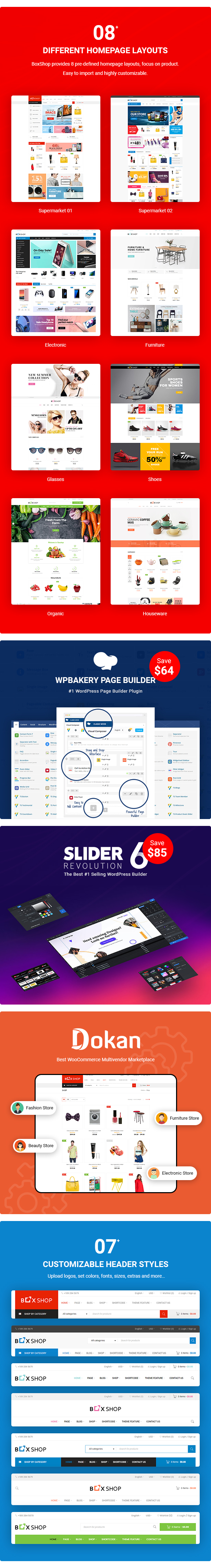 BoxShop - Responsive WooCommerce WordPress Theme: Main Features