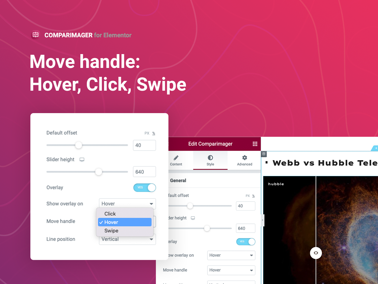 Move handle: Hover, Click, Swipe