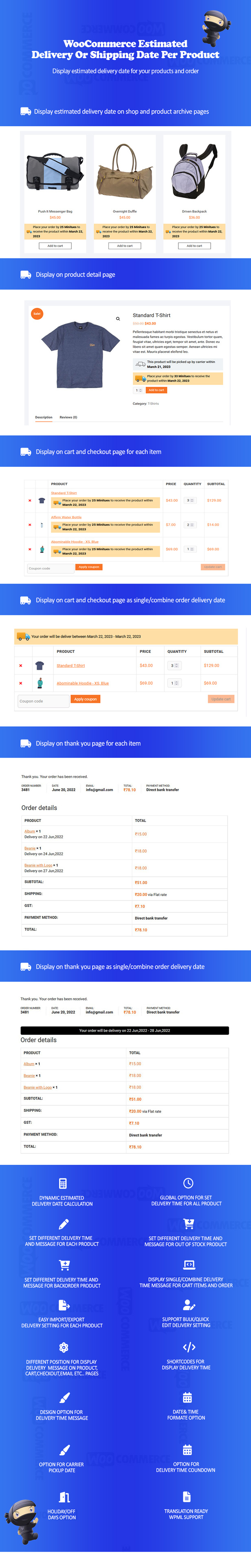 WooCommerce Estimated Delivery Or Shipping Date Per Product