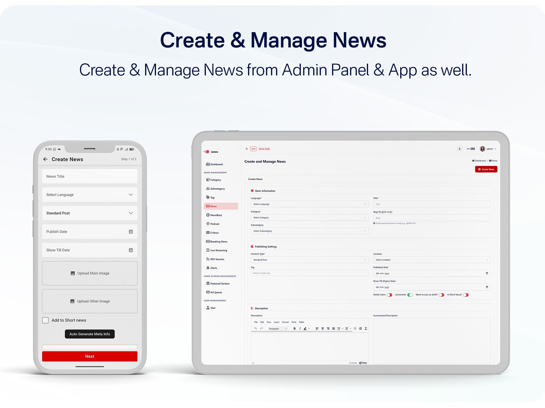Create and Manage News