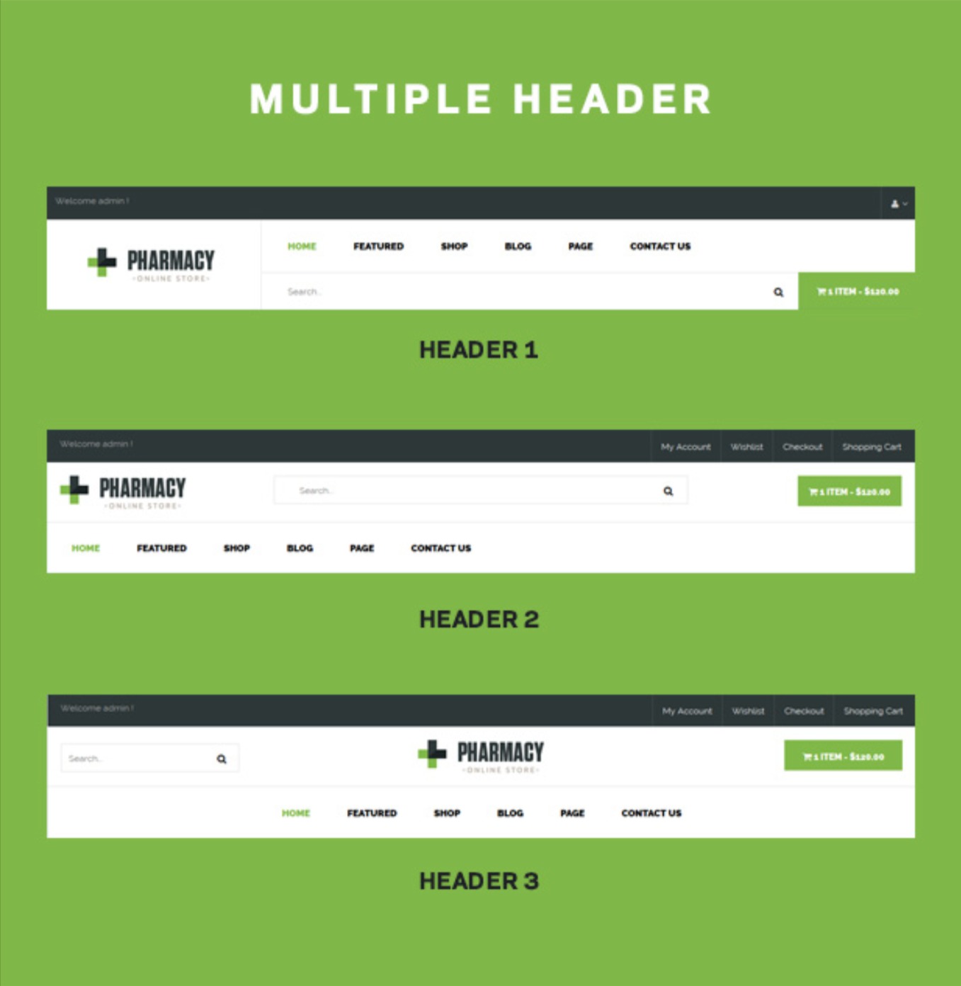 Özelleştirilebilir Başlık Düzenleri Tıp ve Sağlık İçin Eczane WordPress Teması