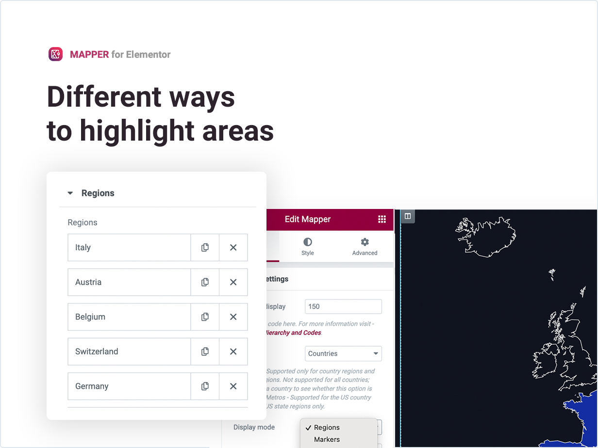 Different ways to highlight areas