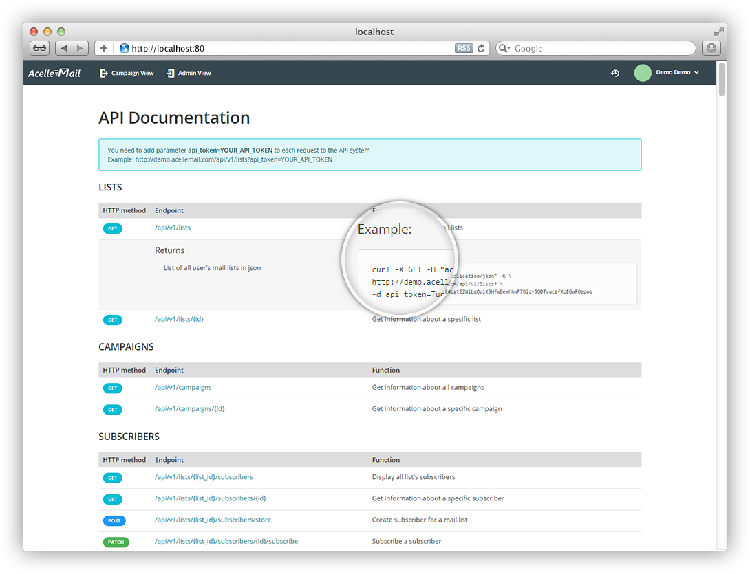 documentos da API