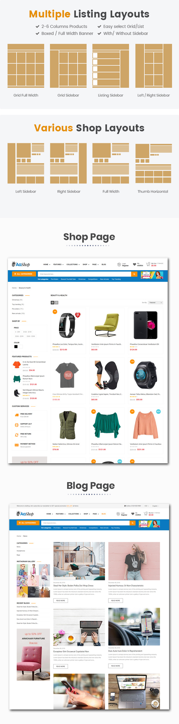 AaShop - Multipurpose Responsive Shopify Theme with Sections