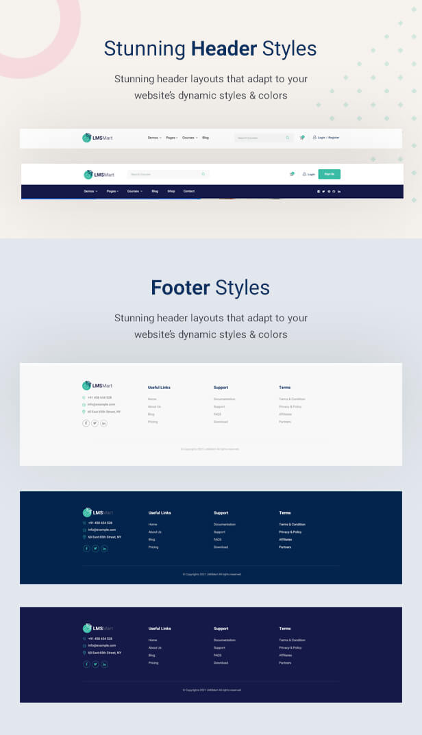 Header Footer builder | lmsmart