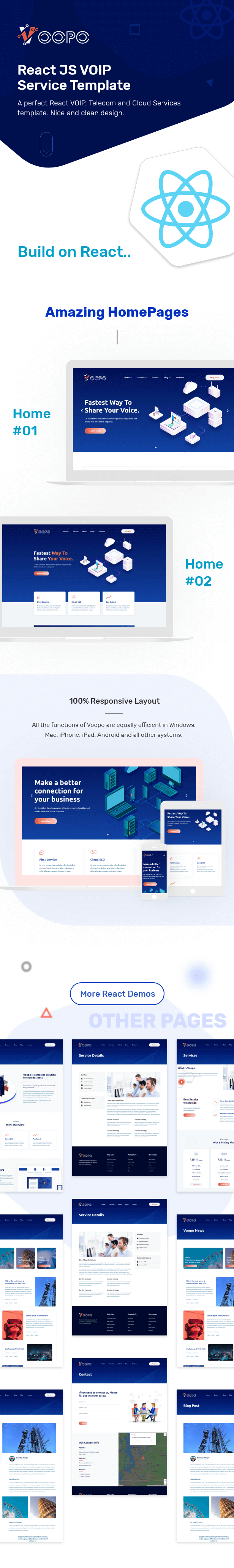 Voopo - React JS VOIP Service Template 