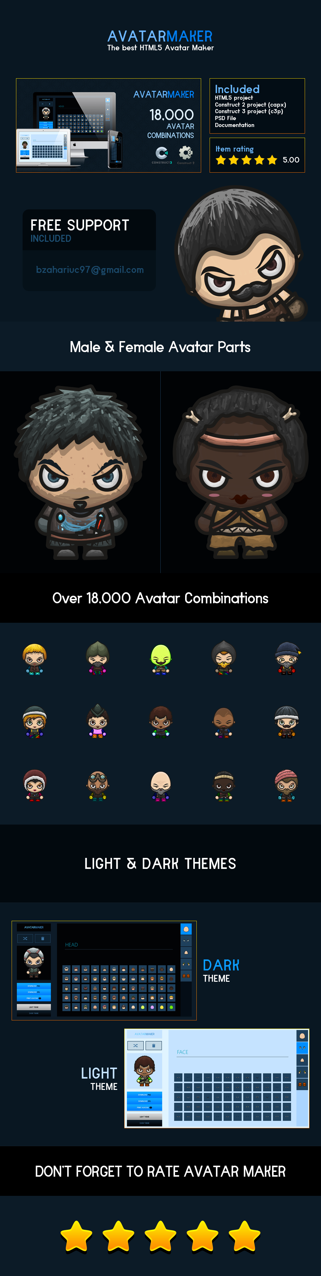 Avatar Maker - 18,000 Avatar Combinations (Construct 2 | Construct 3 | Capx | HTML5) - 1