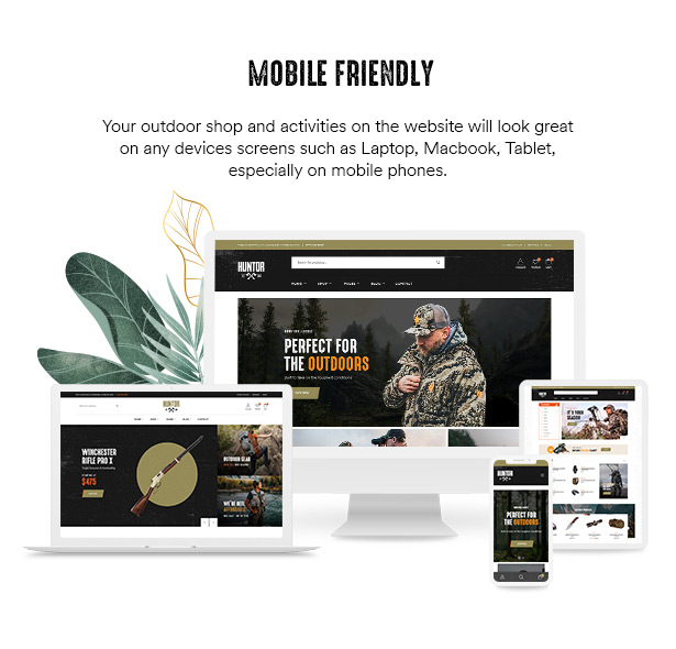 Huntor Hunting Shop WooCommerce Theme Mobile Friendly