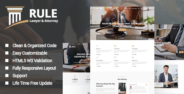 Rule - Lawyer & Attorney HTML Template - Business Corporate