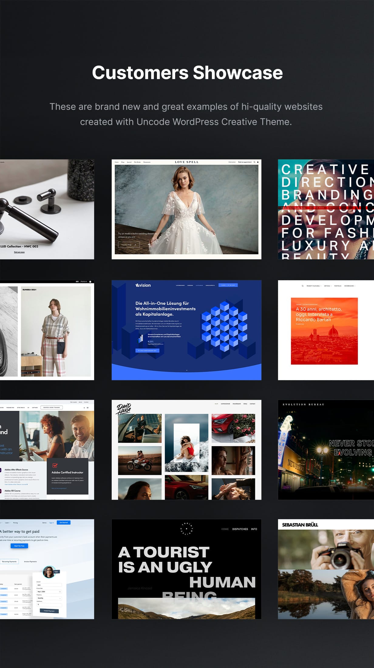 Uncode - Creative Multiuse & WooCommerce WordPress Theme - Customer Showcase