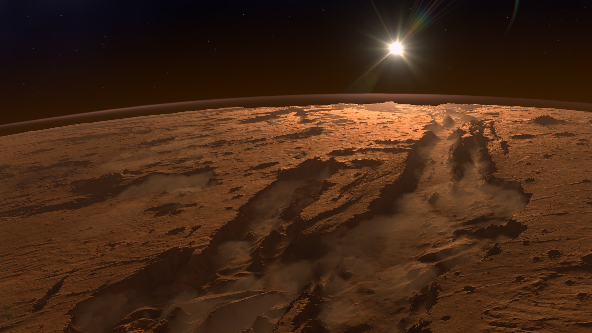 Sunrise On Mars From Space by binary_asci | VideoHive