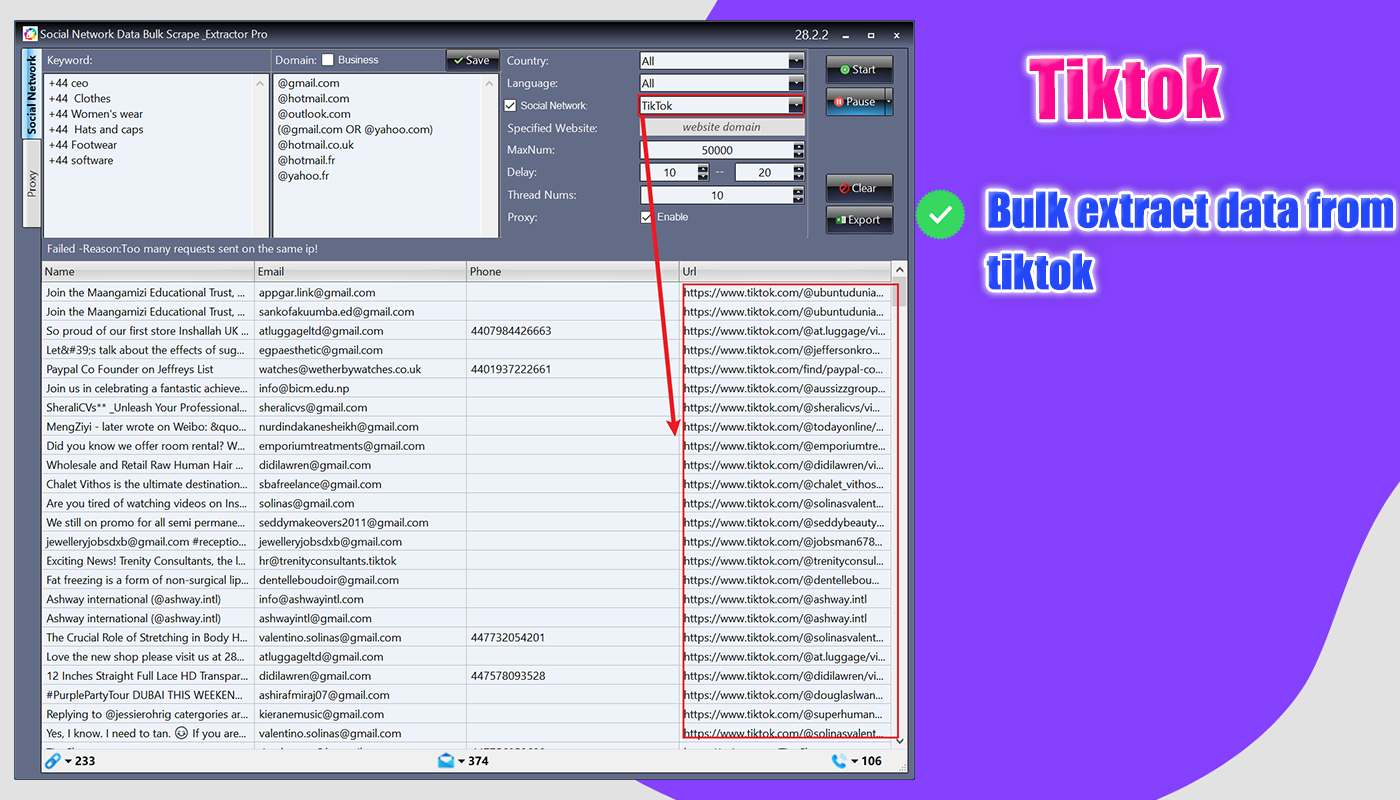 scrape emails from Tiktok #Data scraping from social networks Email scraping tool free,Email crawler python,Email address extractor from website