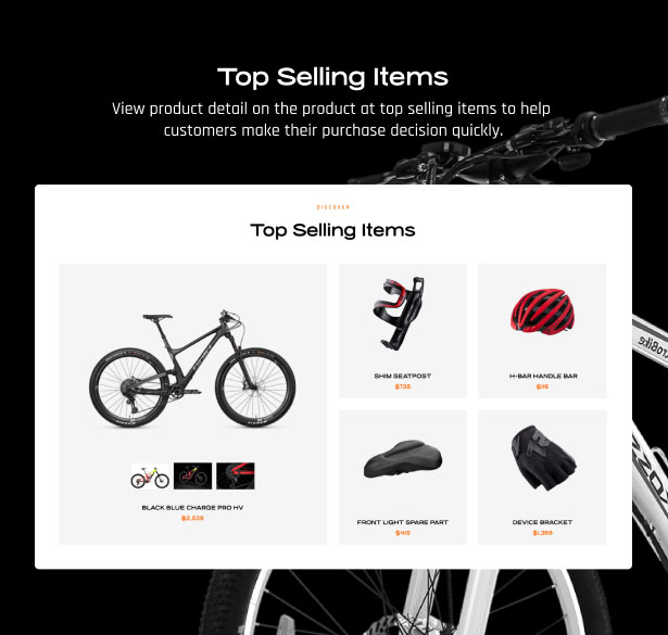 Bike Store WordPress Theme Top Selling Items