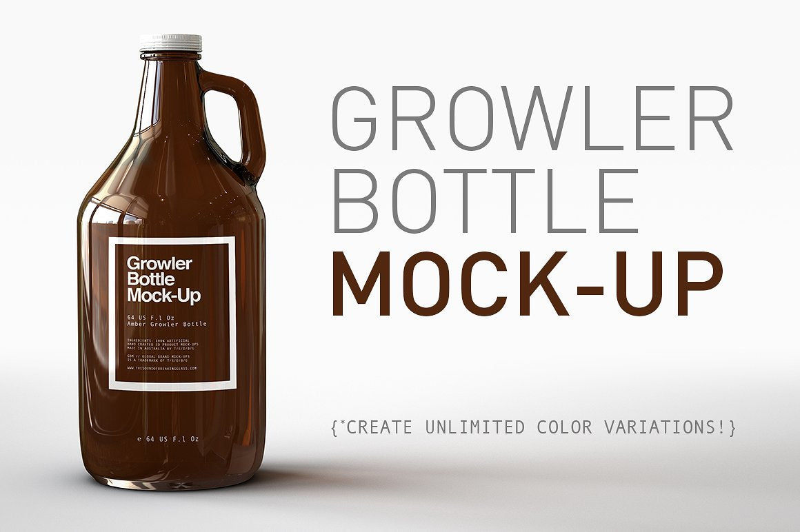US 64 Oz Growler Beer Bottle Mock-Up