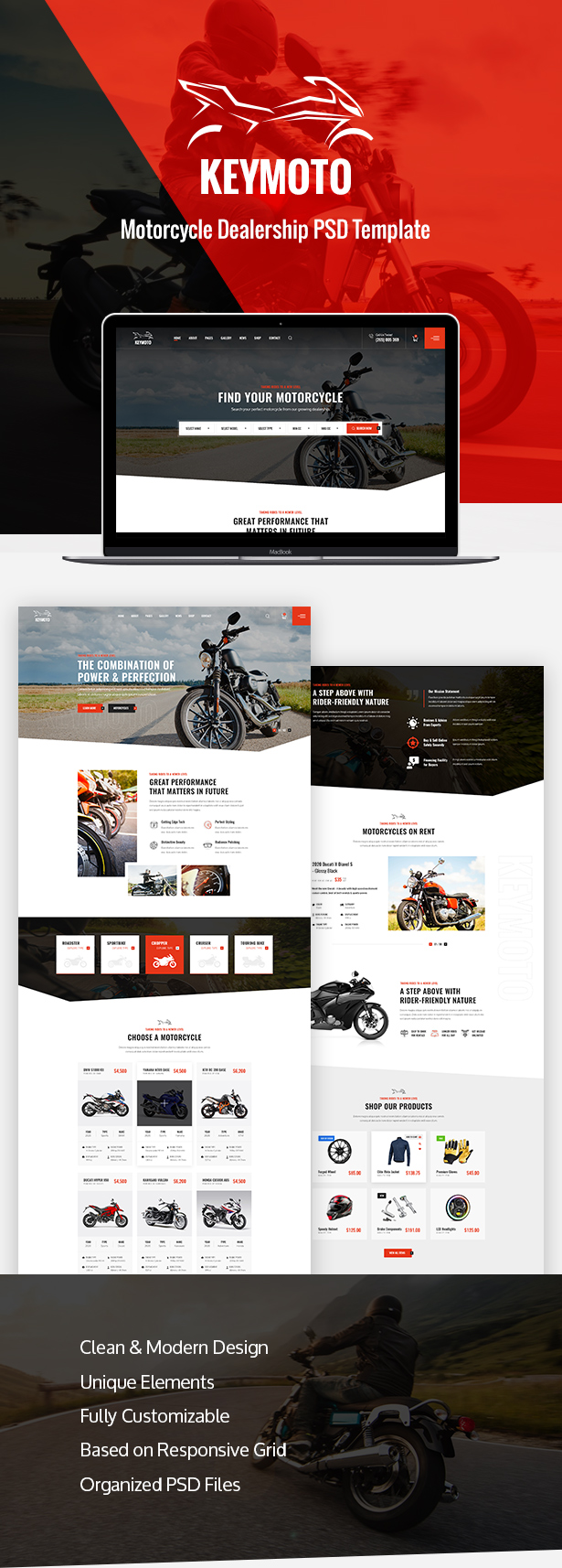 Keymoto - Motorcycle PSD Template - 2