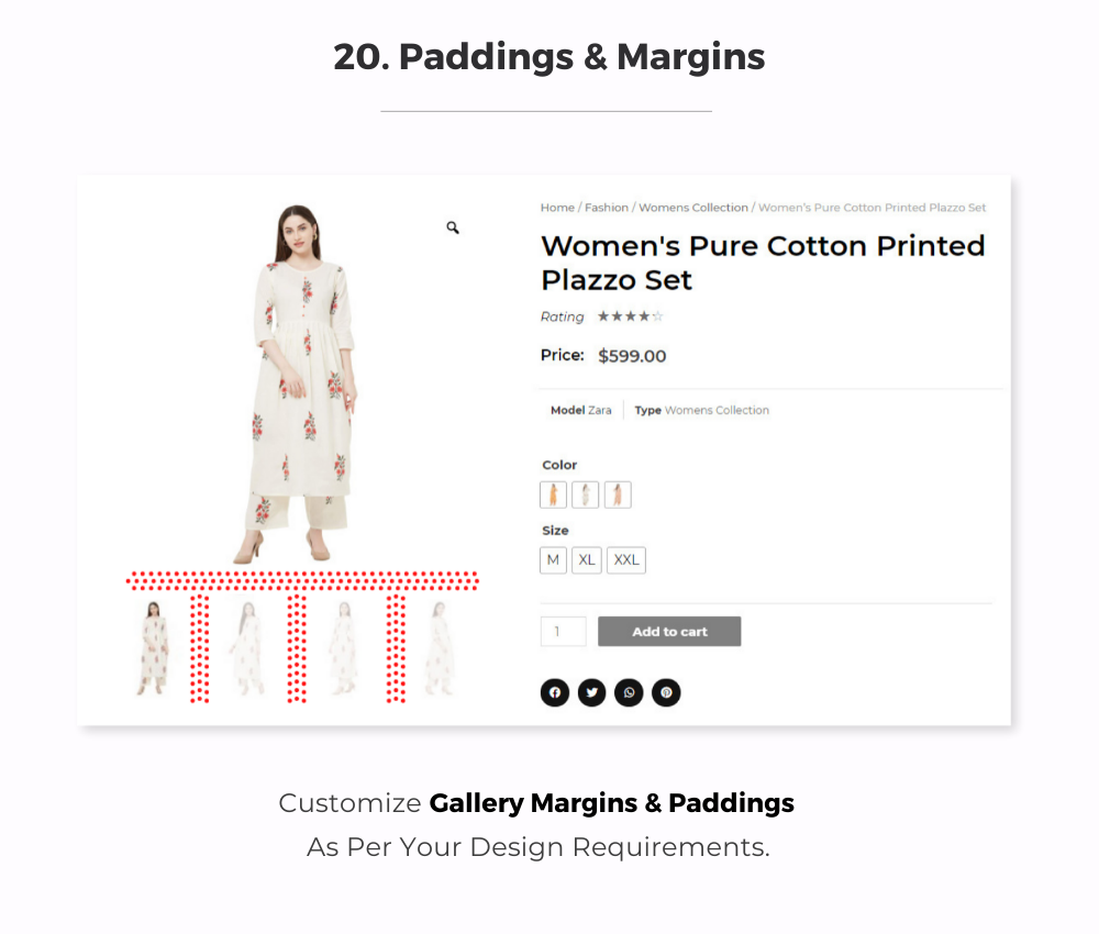 WooCommerce Variation Swatches Paddings & Margins