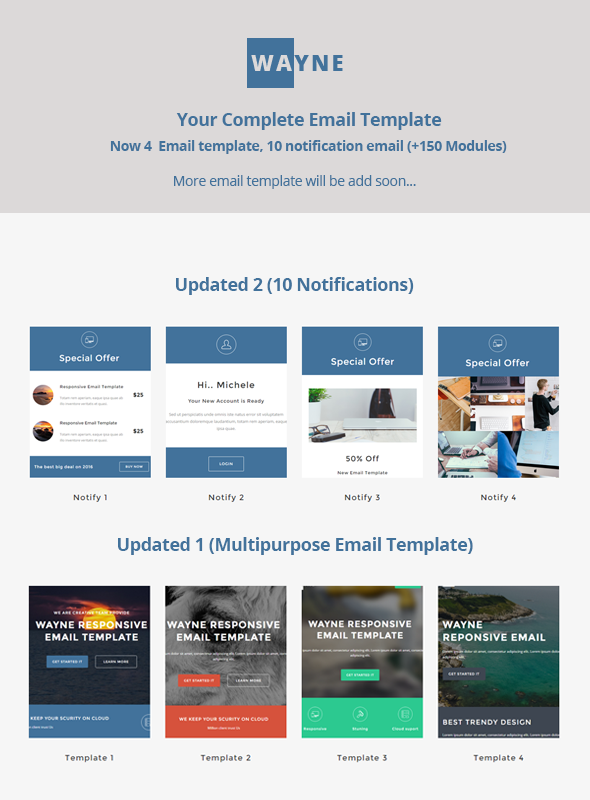 Wayne - Multipurpose Responsive Email Template + Stampready Builder - 1
